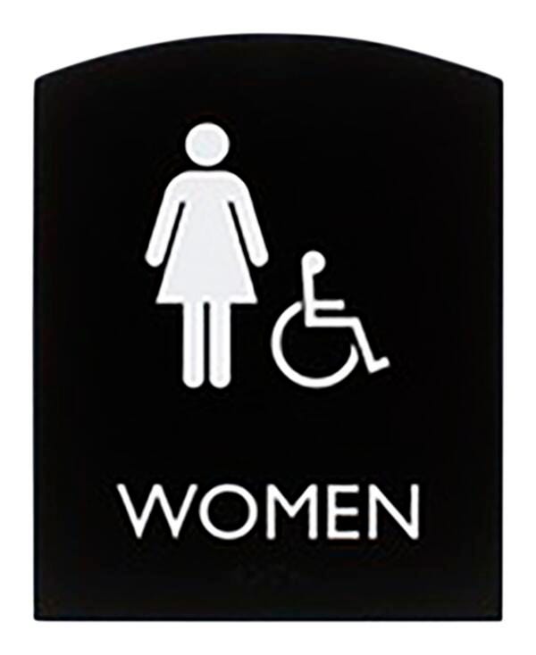 Lorell Restroom Sign, 8.5 x 6.8 x 0.8 Inches, Black, Each, Item Number 2025968